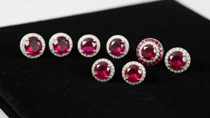 Boucles d'oreilles rubis et or jaune sur velours
